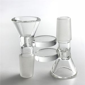 Bol de bang en verre avec poignée en feuille de verre transparent Pyrex épais 14mm 18mm bols mâles pour plate-forme pétrolière Bangs en verre fumer pipe à eau