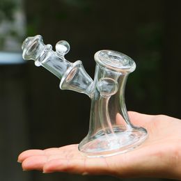 Glazen waterpijp Heldere waterpijpbeker Dab Rig Recycler Mini-waterpijpen Bubbler Inline Percolator Waterleidingen Dik glazen olieplatforms Tabak met 14 mm kom Groothandel