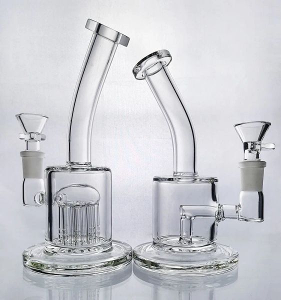 Bong en verre cylindre verre eau Bong Perc Bong 8 bras arbre percolateur barboteur 7 '' tube droit conduite d'eau tube droit conduites d'eau BJ