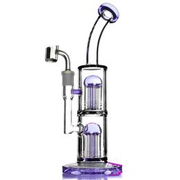 Bong en verre Dab Rig Double 6x-bras arbre perc conduite d'eau en verre NOUVEAU Bongs barboteur fumer des plates-formes pétrolières 14mm joint263A