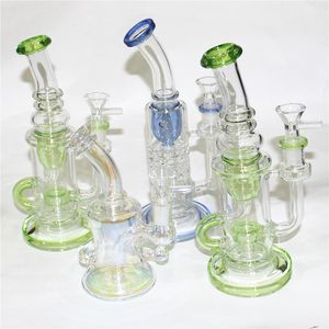 Glazen Bong Dab Rig Hookahs Cycloon Recycler Rigs Glas Bubbler Water Pijp 14 mm gewricht Bongs met bedwelmende kom