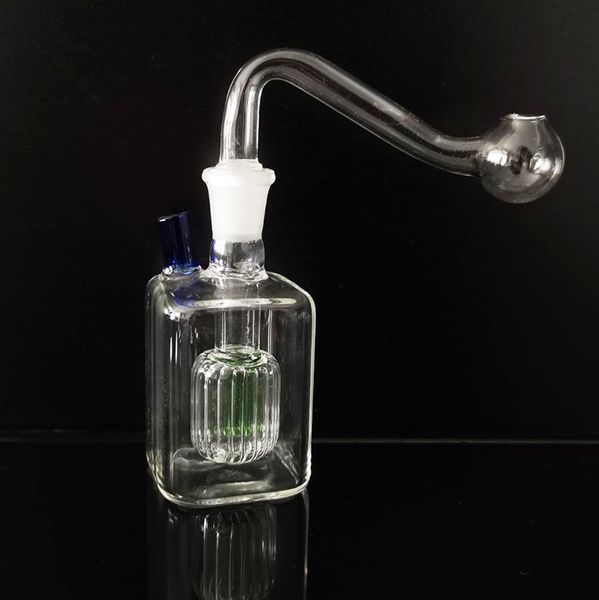 Glass Bong Dab Rig Hookahs Mini Small Square Fumar pipa Smoke Shisha Bubbler 3.9 pulgadas Glass Oil Burner Pipes Ash Catchers Percolater Bongs 10mm Male Tobacco Bowl