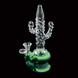 bang en verre dab rig pipe à eau fumer chicha en forme de cactus narguilé 8,4"brûleur de cire à base de silicone