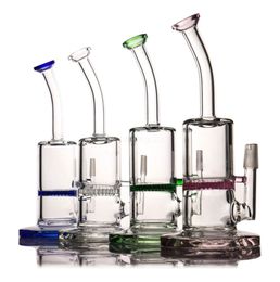 Verre Bong Dab Rig Conduites D'eau 8 "Tall 5mm D'épaisseur Quartz Banger Nid D'abeille Perc Rose Bongs Heady Mini Pipe Wax Oil Rigs Bubbler