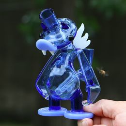 Glasbong Duck Design Bohrinsel Dab Rigs Kleiner Bubbler-Becher Recycling-Wasserpfeifen Blaue Rauchpfeifen mit 14-mm-Quarz-Banger