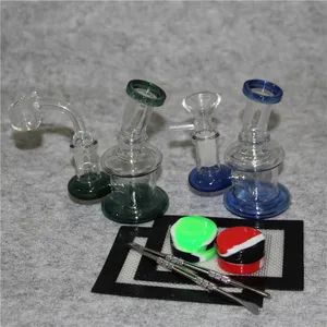 Bong en verre narguilé 14mm Joint fumer pipe à eau bongs recycleur plates-formes pétrolières dab rig tuyaux en verre avec bol quartz banger dabber outil