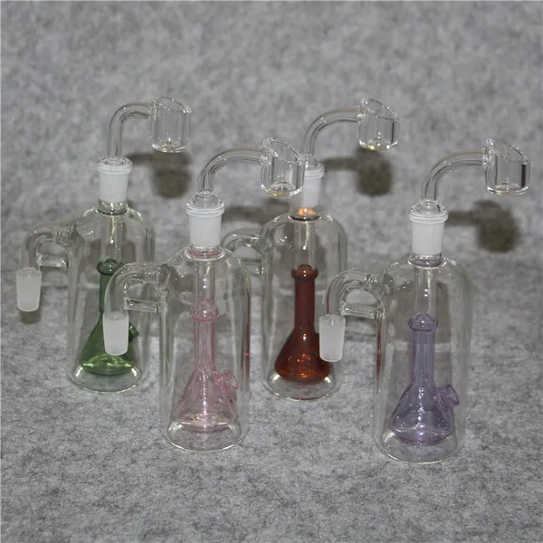 Glass Bong Hookah Ash Catchers 14 mm 18 mm de espesor Pyrex Clear Bubbler plataforma petrolera Smoking Catcher 45 90 grados Ashcatcher Water Pipes