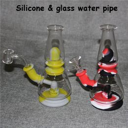 Glass Bong Hookah Silicone Water Pipe Mini Dab Rigs con banger de cuarzo o tazón de tabaco