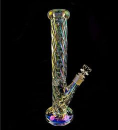 Glass Bong Hookah Smoking Water Pipe 11.42 pulgadas Colorful Spiral Shisha Bongs Pipes Unique Filter Beaker Bubbler W / ICE Catcher Hookahs