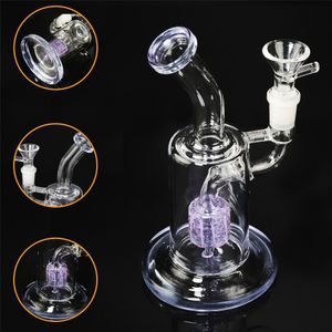 Verre Bong Narguilé Fumer Pipe À Eau 8,26 pouces Percolateur Diffus Shisha Filtre Beaker Bubbler W / ICE Catcher Violet Petits Bongs Narguilés