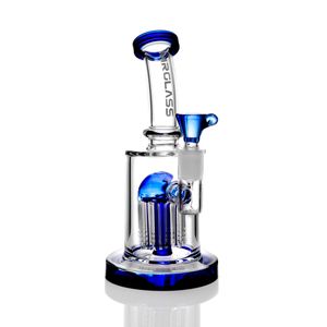 Verre Bong Narguilé Pipe À Eau 8.3 pouces Bleu Champignon Pointe Bubbler Petit Recycleur Dab Rig Portable Bongs Avec 14mm Bol Joint