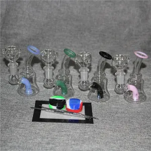 Glass Bong Hookahs Recycler Oil Rigs Pipas para fumar Water Bongs Beaker Dab Rig con 14 mm Joint Quart banger Tazón de tabaco