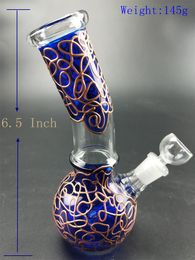 À la mode bleu courbes dorées narguilé percolateur haute pipe à eau en verre borosilicate bong vente d'usine