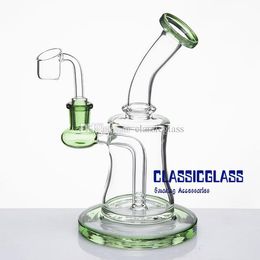 Plataforma petrolera Bong de vidrio con clavo Banger de cuarzo 7.5 pulgadas de espesor Hookah Junta hembra 14MM Tubería de agua burbujeante