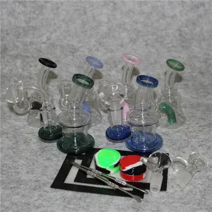 Glazen Bong Oil Rigs Hookah Glas Recycler Waterpijp DAB Rig Joint Maat 14 mm met kwartsbanger Nagelkom Dabber Tool
