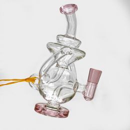 Rige de bang en verre dans le narguilé pipe à fumer rose mignon de 6,3 pouces de longueur de bulle d'eau transparente tuyaux de bulle à cou bent de gangs en verre plié avec un bol transparent de 10 mm masculin