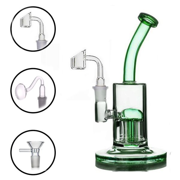 8.8 pulgadas cachimba Vaso de vidrio Bong Fumar Pipas de agua Reciclador femenino Colector de hielo Dab Rig AshCatcher Shisha con cuarzo Banger Nail y tubo de quemador de aceite masculino 3 estilos