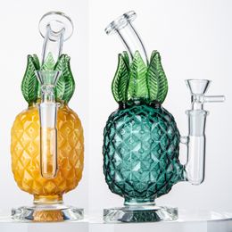 Bong en verre unique forme d'ananas narguilé 14mm femelle joint barboteur recycleur conduites d'eau 7 pouces huile Dab plate-forme Bongs avec entonnoir bol tuyau accessoires pour fumer narguilés