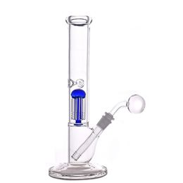 Glass Bong Water Pipe Hookah 11.5 pulgadas de altura Vaso de precipitados rectos Bongs 8 árboles de brazo perc Dab Rig con tubo descendente Tubos de quemador de aceite de vidrio de 14 mm de grado 1pcs