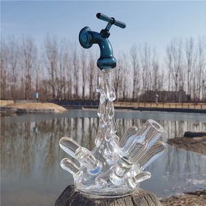 Glazen bongwaterpijp splash kraan Hookah 10 mm vrouwelijk gewricht Lake groene dikke beker bongs ccg handgemaakte schone percolater voor rookbanger Bang Craftbong