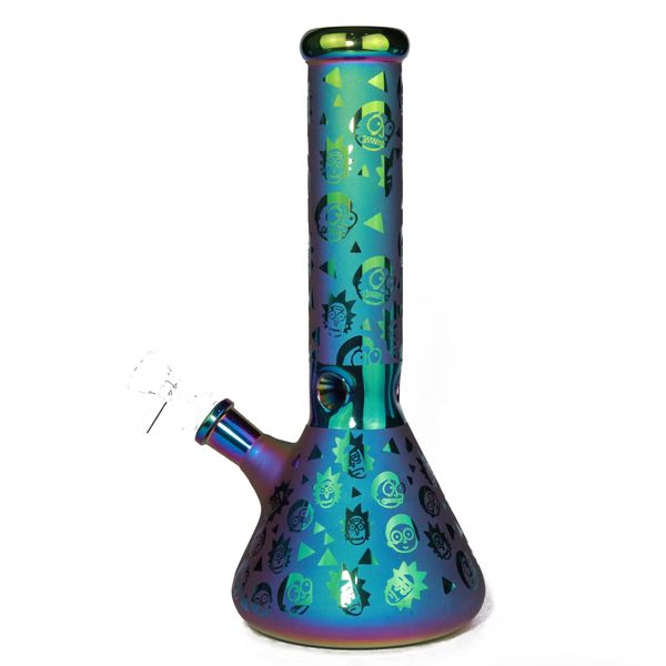 Pipes à eau en verre Bong 11 pouces placage coloré narguilé tuyau de fumée filtre bécher barboteur avec attrape-glace narguilés faits à la main avec tige descendante et bol