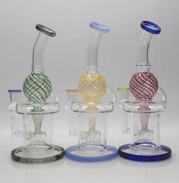 Bang en verre Waterpipe Hookah Recycler Oil Rigs avec boule de couleur Percolator 9 pouces de hauteur et bol de 14 mm