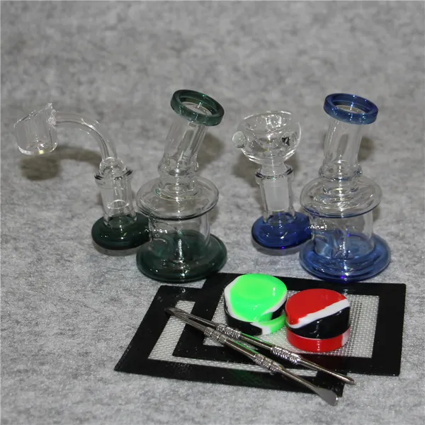 Bangs En Verre Heady Oil Rig Narguilé Deux Styles Verre Épais Dab Rigs Conduites D'eau Bécher Bong Avec Quartz Banger Dabber Outil Tapis En Silicone Pour Fumer