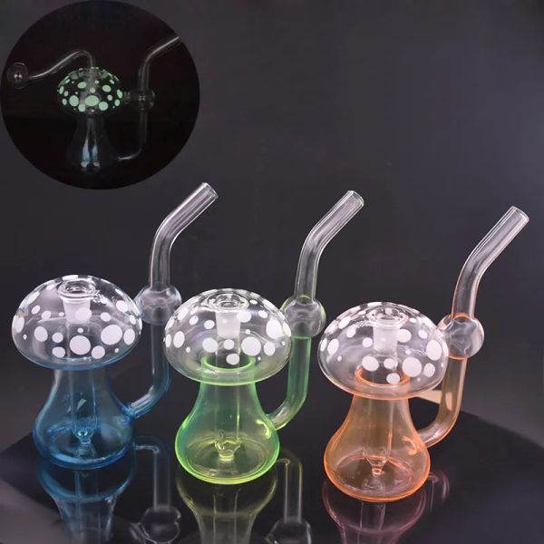 Bongs en verre Tuyau de brûleur à mazout Bubbler Pipe à eau pour fumer Artiste coloré Champignon Ice Catcher Dab Rig avec tuyau de brûleur à mazout en verre mâle 10 mm LL