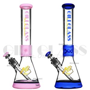 7mm dikte Hookahs Beaker bong met willekeurige logo kleur basis waterpijp ijsvanger hoge 16