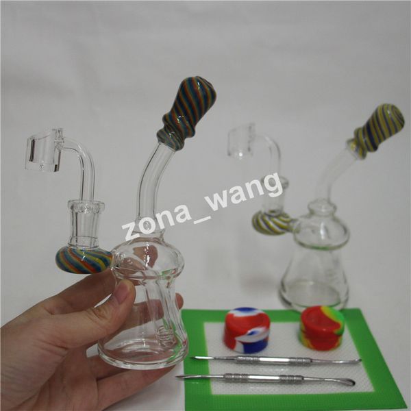 Bongs en verre recycleur tuyau de verre percolateur en ligne bong enivrant plates-formes pétrolières vortex avec silicone dab pad conduite d'eau dab rig cire narguilés