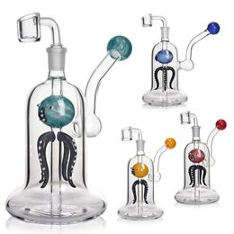 Nuevo diseño Pulpo 3D Bongs de vidrio Tubos de agua Plataformas Dab con perc de pulpo especial Hacer con varilla de color americano Bongs de agua de vidrio con banger de cuarzo de 14 mm 7.5 ''