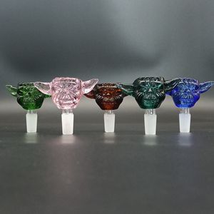 Bol en verre 14mm 18mm Mâle Narguilé Coloré Poignée Profonde Pièces Entonnoir Joint Downstem Accessoires De Fumer Pipe Bong Huile Dab Dabber Rigs