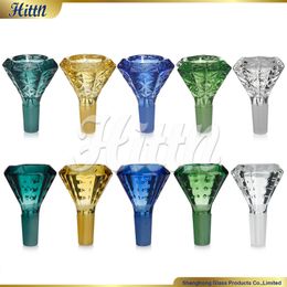 Glazen kom 14 mm 18 mm mannelijke gewricht dikke diamant bongkom stuk rookaccessoires voor glazen waterpijp dab rig gemengde kleuren