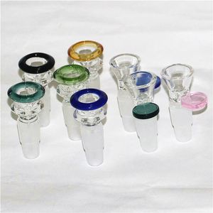 Bol en verre 14mm et 18mm accessoires pour fumer à joint mâle poignée belle pièce de bols coulissants pour Bongs tuyaux de paille en silicone dab