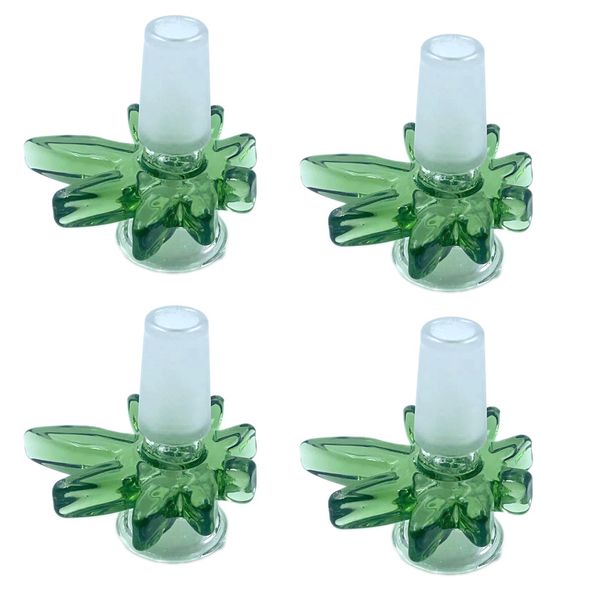 Bol en verre 14mm mâle bécher Bong conduite d'eau Dab Rig cendrier recycleur Bong accessoires pour fumer verre épais feuille d'érable soufflé à la main Bong bol pièce