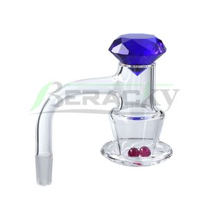 Beracky Full Weld Smoking Wishing Well Cuarzo Blender Banger Con tapa de vidrio de mármol de diamante Ruby Terp Pearls 20mmOD Clavos de borde biselado completamente soldados para bongs de agua