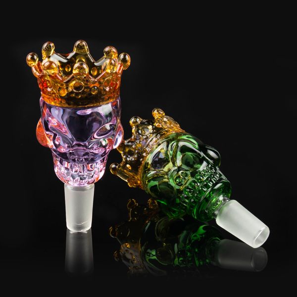 Cachimbas Tazones de vidrio Estilo del cráneo color 14 mm 18 mm Pieza de tazón masculino para agua Bongs tubo