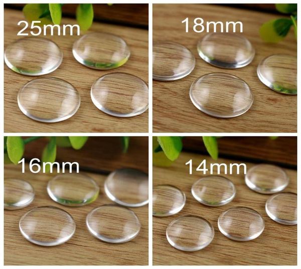 Composants de bijoux en verre, Cabochon rond transparent, en forme de dôme, perles à dos plat, résultats de bricolage faits à la main, 14mm, 18mm, 25mm, 9378924