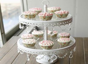 Support de gâteau en verre 2 niveaux de biscuit en fer blanc biscuit plateau de plateau de mariage fournisseur de décoration de fête de pâtisserie outils de gâteau de pâtisserie 2007557