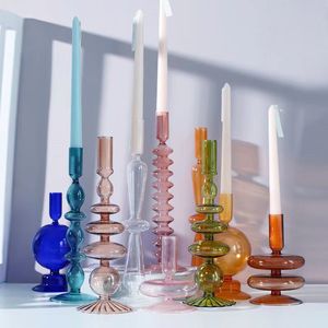 Glazen kaarsenhouder thuisdecor Home Decoratie kandelaar trouwtafel decoratie accessoires transparante glazen container
