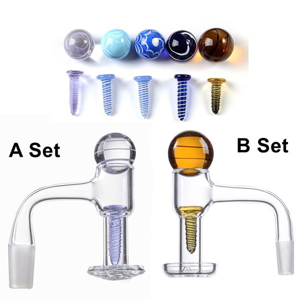 En stock Sin costura Completamente soldada Fumar Terp Slurper Blender Spin Quartz Banger con vidrio Mármol Tornillo Juego de bolas 10 mm 14 mm Macho Hembra Clavos de borde biselado para plataformas Bongs