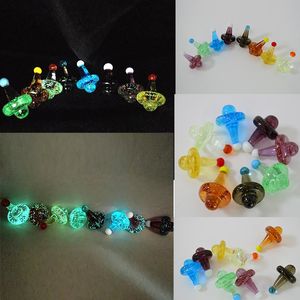 Glass Carb Cap Luminous Caps Glow in the Dark Carbs Sombrero de Navidad Magic Witch Hats Colored Cheap Bubbler Caps OD 22mm para agua Bongs Bong Accesorios