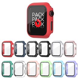 Glas + Case Volledige Cover Voor Apple Horloge Serie 7 6 5 4 3 2 1 Case Bumper voor iWatch 40/44mm 38/42mm 41/45mm Frame Accessoires