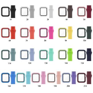 Glazen kast + band voor Apple Watch-band 44 mm 40 mm 38 mm 42 mm 40 mm 44 mm 41 mm 45 mm Siliconen smartwatch horlogeband armband iWatch 3 4 5 6 7 se