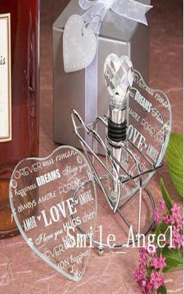 Glass Coasters in Transprent Heart Love Letters Design 2019 Nouveaux cadeaux de mariage tasse de verre 2pcs dans un paquet Souveniture de mariage P2546422