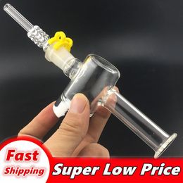 Kit collecteur de verre dab paille pipe à fumer mini bong pour plates-formes pétrolières Dab Straw Pipes tuyaux collecteurs à main avec silicone Wax Container Keck Clip