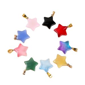 Glass Crystal Star Pendant for DIY Making Jewelry 20MM Healing Chakra Reiki Stone Pendants Charms Necklace Accessories Bulk