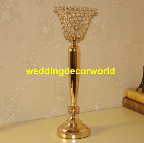 Verre cristal pièce maîtresse de mariage décoration grand bougeoir en métal chandelier fleur vase support decor355