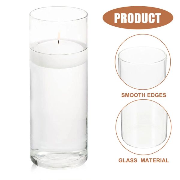 Tasse en verre transparent transparent cylindre des bougies à lampe pour les bougies de pilier pot de couverture