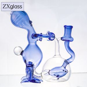 Verre mignon poisson rouge Dab Rigs recycleur épais narguilé Shisha huile Bong fumée verre tuyau d'eau plate-forme de haute qualité avec concentré